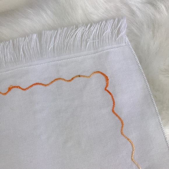 Embroidered Golden Tulips Flowers Fringe Handkerchief Vintage Style Floral - Picture 9 of 16